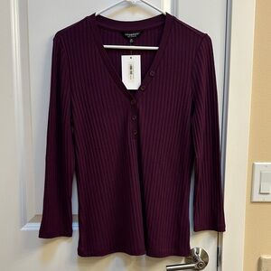 Liverpool Long Sleeve Ribbed Top - Deep Purple